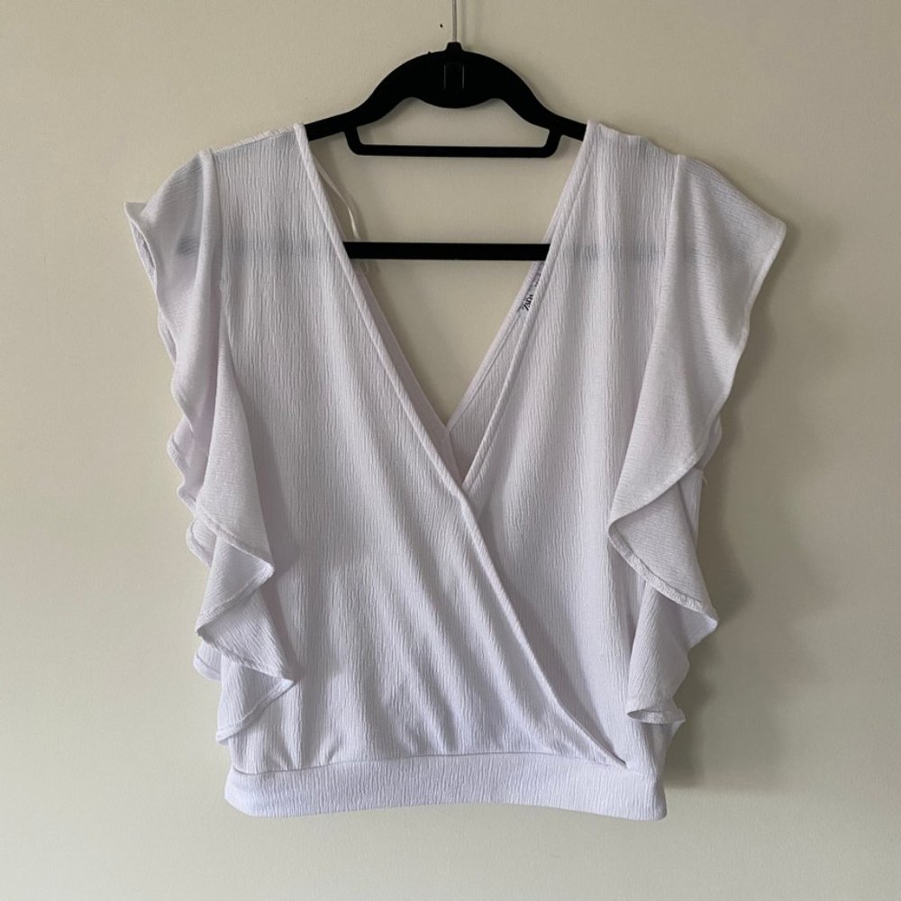 Zara White Ruffle Top